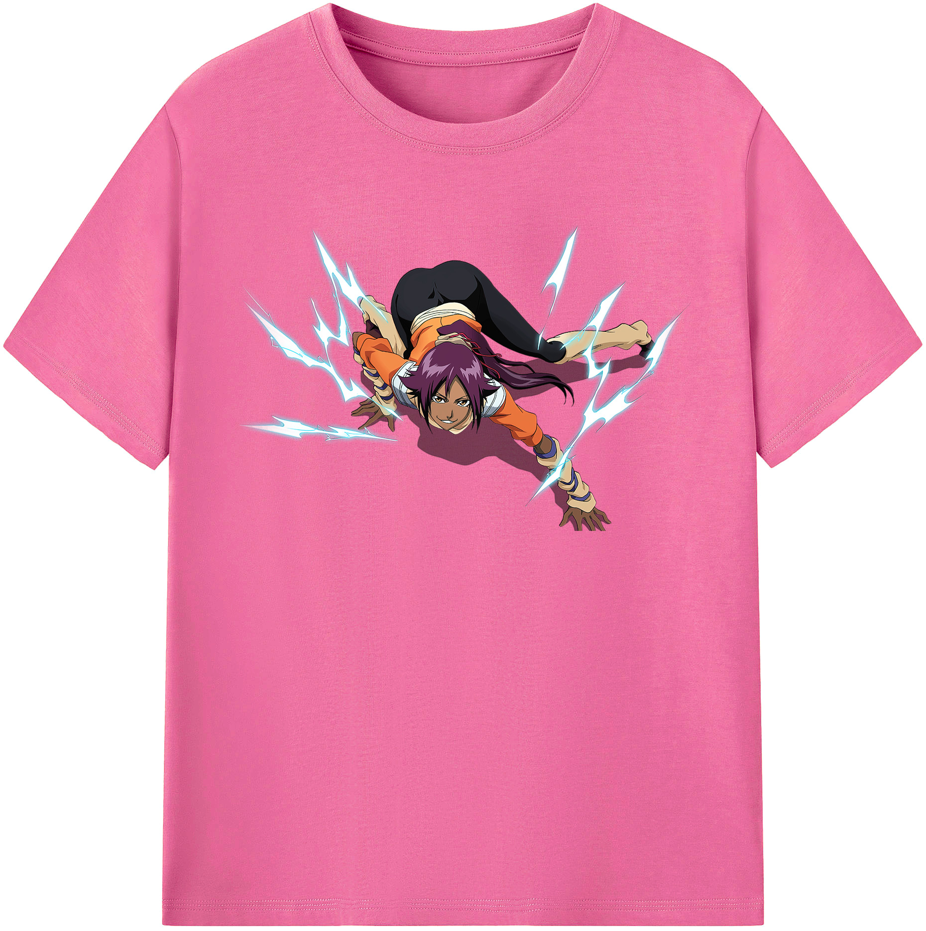（画像用） ブリーチ 四楓院 夜一（しほういん よるいち） BLEACH Shihouin Yoruichi レディースカジュアルプリントTシャツ（綿100％）